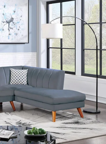 Vista 3 de Plush Cushion 2-Piece Sectional Sofa Set Left Facing Sofa Right Facing Chaise in Dark Gray Velvet for Contemporary Living Room Comfort