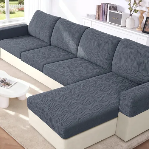 Vista 12 de VANSOFY Fundas de cojín para sofá seccional, Fundas de cojín de sofá de jacquard elásticas, Fundas protectoras lavables para muebles de sofá