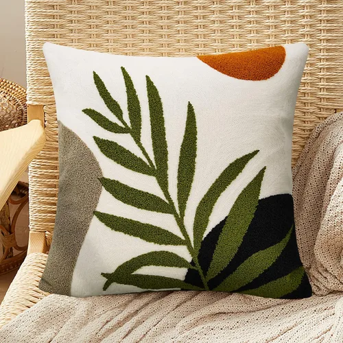 Vista 22 de Merrycolor Fundas de almohada bohemias de 20 x 20 pulgadas, copetudas, modernas de mediados de siglo, fundas de almohada abstractas de hojas Boho-a2