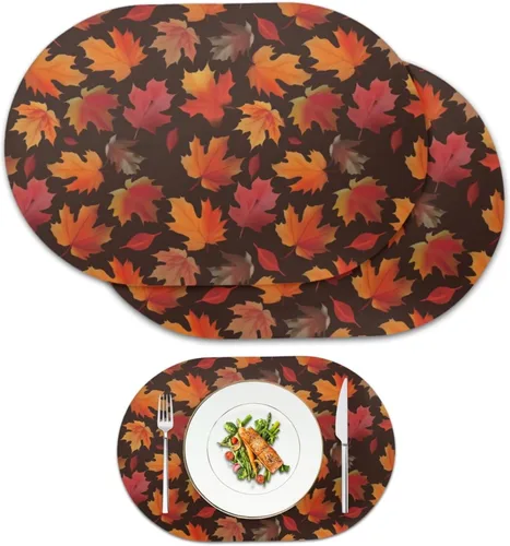 Vista 27 de Corn Green Placemats Set of 2 12 x 18 Inch Leather Table Mats Seasonal Table Placemats Protector PU Desk Mat Heat Resistant Washable Easy Clean for