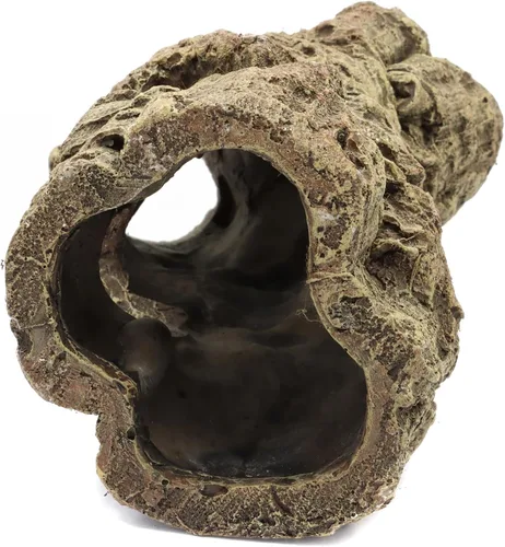 Vista 3 de Decoración de Escondite para Terrario de Reptiles, Decoración de Escondite de Madera de Resina para Reptiles, Peces, Anfibios, Animales Pequeños