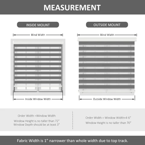Vista 5 de LUCKUP Persianas enrollables sin cordones de cebra para ventana, de doble capa, con control de luz, cenefa y privacidad para día y noche, de 34
