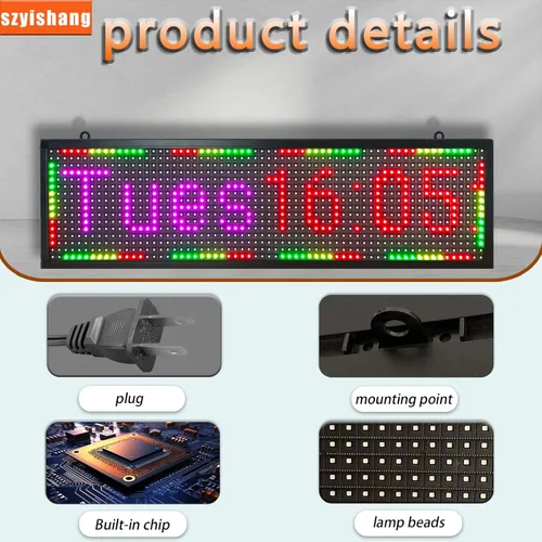 Vista 3 de YS P10 - Letrero LED programable para exteriores de 26 x 8 pulgadas, tablero de visualización RGB a todo color, señalización digital WiFi