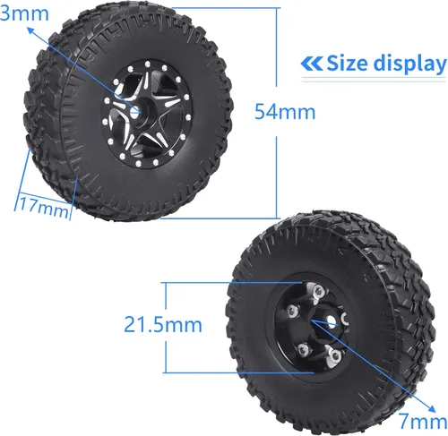 Vista 2 de Juego de ruedas y neumáticos Beadlock 1.0 para escala 1/24 Axial SCX24 AX24 Gladiator Deadbolt Bronco C10 JLU CRC B17 Betty Chevy RC Crawler piezas