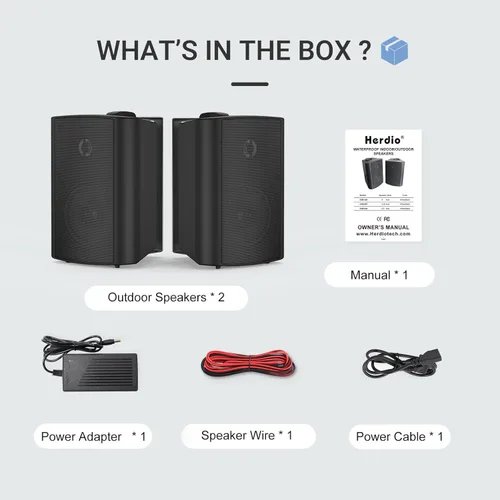 Vista 8 de Herdio Altavoces Bluetooth para exteriores de 4 pulgadas, impermeables, con cable de 200 vatios, interiores, patios, altavoces de montaje en pared