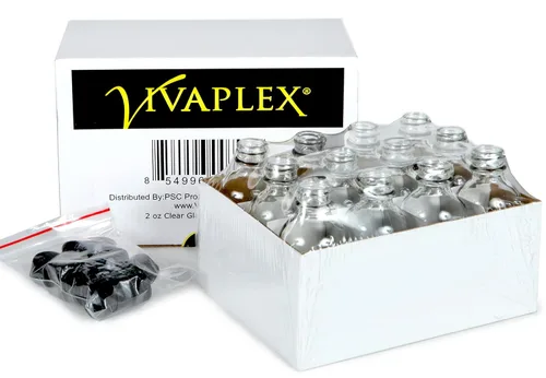 Vista 3 de Vivaplex, 12, botellas de vidrio transparentes, de 2 onzas, con tapas