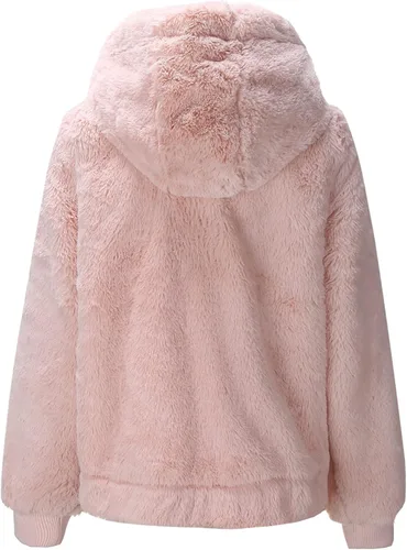 Vista 4 de Bellivera Abrigo de piel sintética para mujer con forro de oveja peluda, chaqueta de forro polar esponjosa y capucha con forro de sherpa Beige