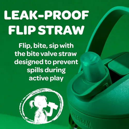 Vista 4 de CamelBak Crayola Flip Straw Kids Tritan Renew Botella de agua rojo cereza, 14 onzas