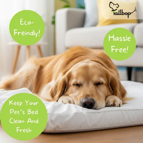 Vista 2 de Tailbop Fundas desechables para cama para mascotas, se adaptan a todas las camas o tapetes de perros y gatos, rectangulares o redondas