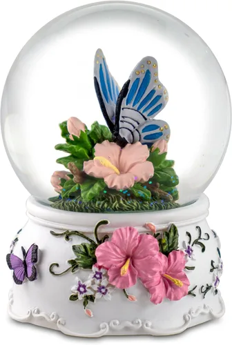 Vista 2 de Caja de música de San Francisco mariposa con flores globo musical de agua