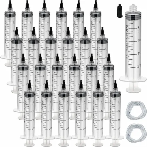 Vista 11 de Paquete de 30 jeringas de plástico de 0.03 onzas líquidas de capacidad, envoltura individual estéril (sin aguja), jeringas Luer Lock con tapa