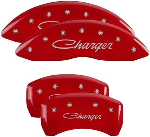 Vista 52 de MGP Caliper Covers 12162SCLBBK - Juego de 4 fundas de freno negras para Dodge Challenger 2011-2020 (pinza delantera de pistón dual) grabadas