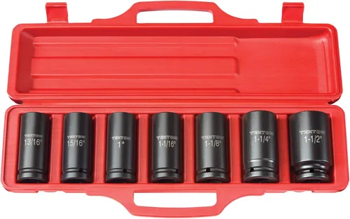 TEKTON Juego de llaves de impacto de 6 puntos de profundidad de 3/4 pulgadas con funda, 7 piezas (13/16-1-1/2 pulgadas) 4890