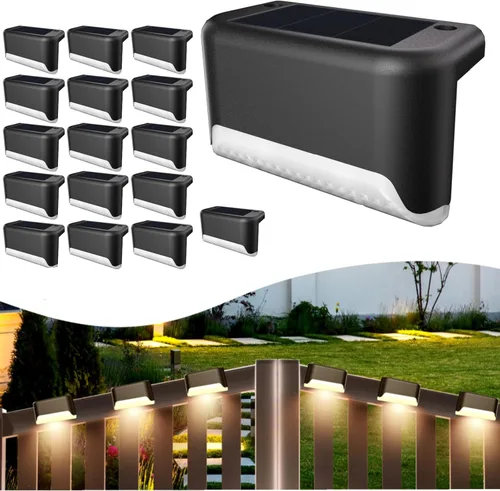Vista 9 de BKBB PPBB Luces solares de cubierta para exteriores, 4 luces solares para escalones, luces solares LED impermeables para escaleras al aire libre