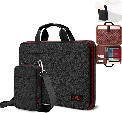 Vista 9 de Funda para laptop de 15.6 pulgadas con protección de grado militar con bolsa de cinturón desmontable, compatible con todos los modelos de MacBook