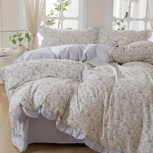 Vista 26 de HighBuy Funda de edredón floral de algodón, floral, coquette, fundas de edredón ligeras, suaves para niñas, juego de ropa de cama estilo jardín