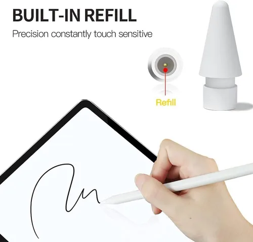 Vista 4 de Puntas de repuesto compatibles con Apple Pencil 2 Gen iPad Pro Pencil - Punta iPencil para iPad Pencil 1 st/Pencil 2 Gen Blanco 2 Pack