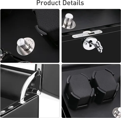 Vista 3 de Watch Winder, 6 Watch Winder Box with 7 Extra Storage, Black Wooden Shell, Watch Winder Display Case with Quiet Motor and Flexible Watch Pillows