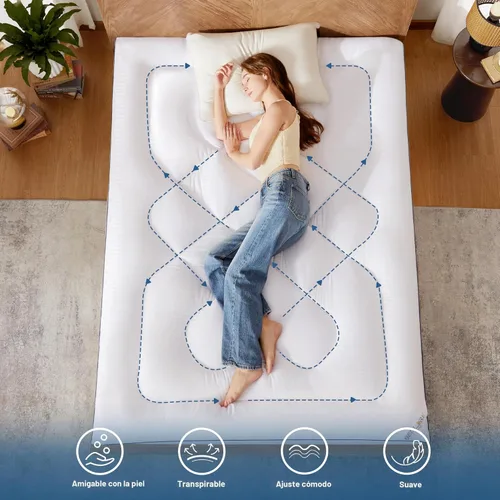 Vista 6 de BEDLORE Cubrecolchón tamaño King, Almohadilla Superior Gruesa Pillow Top para Alivio del Dolor de Espalda, Funda de Colchón Suave Refrescante