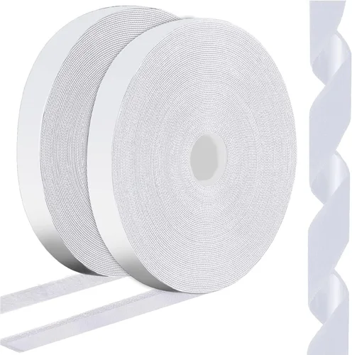 Vista 9 de Tiras de velcro negras de 1 pulgada x 82 pies con adhesivo resistente, rollos de velcro de doble cara, tiras para colgar cuadros, tiras adhesivas a