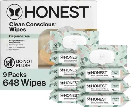 Vista 29 de The Honest Company - Toallitas limpiadoras para bebé con 99% de agua, respetuosas con el medioambiente, compostables, a base de plantas, Pattern Play