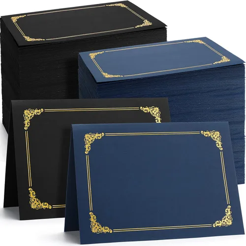 Vista 9 de Fainne Paquete de 120 soportes para certificados a granel, cubiertas de diploma, borde de lámina dorada, cubiertas de documentos para certificados