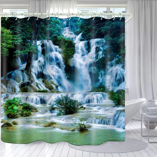 Vista 11 de LYFANS Cortina de Ducha para Baño con Diseño de Escalope de Playa 3D, Cortinas de Ducha Estándar para Bañera Lujosas, Cortinas de Ducha de Tela
