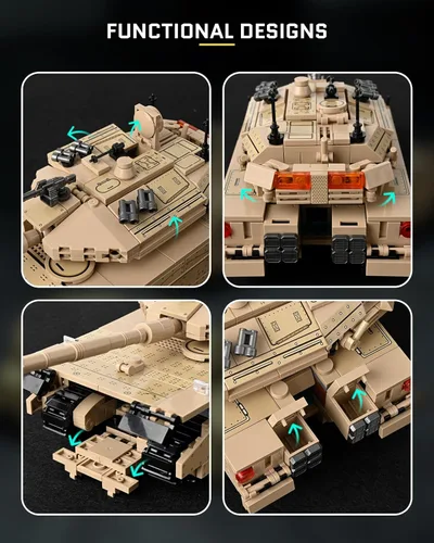 Vista 6 de BOOLAKOS Bloque de construcción militar 2 en 1, vehículo de combate de infantería M2 Bradley convertible y tanque de batalla principal Merkava Mk4
