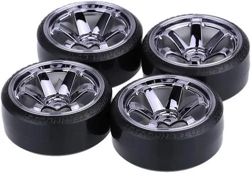 Vista 9 de GoolRC Juego de 4 neumáticos de automóvil de deriva 1/10 para Traxxas HSP Tamiya HPI Kyosho On-Road Drifting Car (negro)