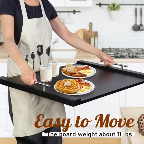 Vista 5 de Tabla para Estufa de Fideos de 30"x22" Cubierta de Estufa para Estufas Eléctricas y de Gas, Cubierta de Tope de Estufas de Bambú para Espacio