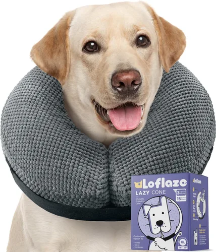 Vista 13 de Loflaze Collar Cono Inflable Suave para Perro Alternativa Después de la Cirugía - Collar Dona E para el Cuello de Perros Grandes Medianos Pequeños
