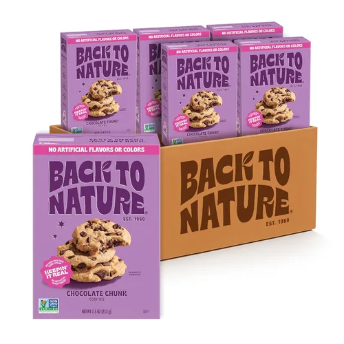 Vista 7 de Back to Nature Galletas de trozos de chocolate, a base de plantas, sin OMG, hechas con harina de trigo, Snack Happy, caja de 7.5 onzas