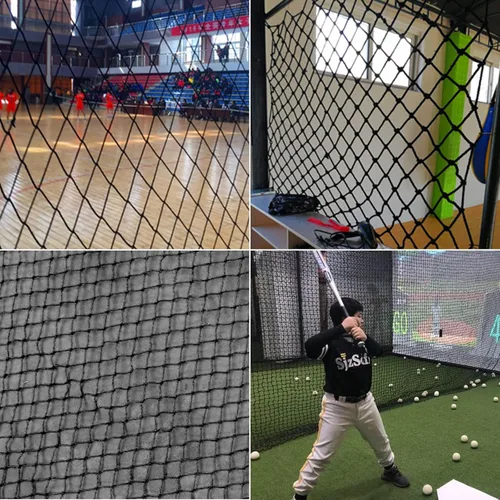 Vista 7 de TNZMART Red de respaldo de béisbol negra Red de práctica de béisbol Red de barrera deportiva duradera Red de bateo para béisbol