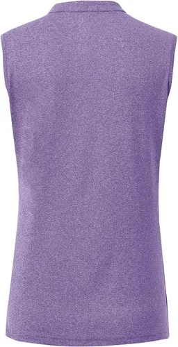 Vista 3 de BGOWATU Camiseta polo de golf para mujer, sin mangas, cuello en V, sin cuello, protección UV, secado rápido, ligera