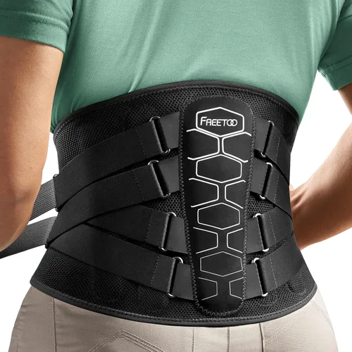 Vista 8 de FREETOO - Cinturón de apoyo lumbar para aliviar el dolor de espalda baja con sistema de polea, cinturón de soporte lumbar para hombres y mujeres