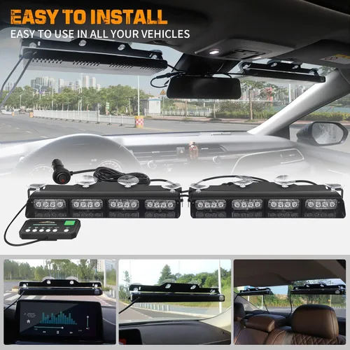 Vista 4 de XRIDONSEN Luces estroboscópicas de emergencia blancas y moradas, peligro de advertencia intermitente de seguridad, barra de luz