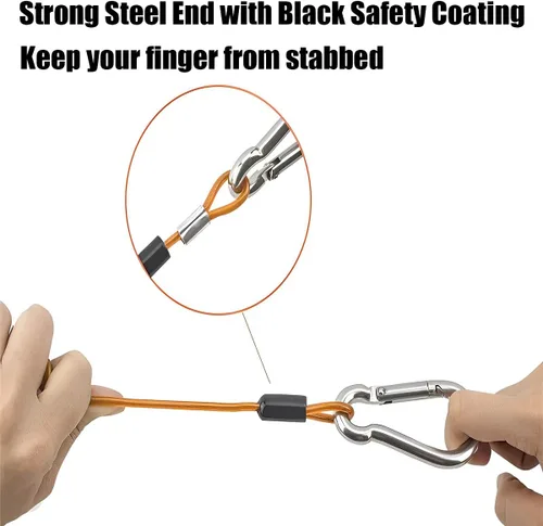 Vista 3 de AUCELI Cable de seguridad en espiral de acero inoxidable para remolque, cable de seguridad en espiral para remolque, cable de acero resistente