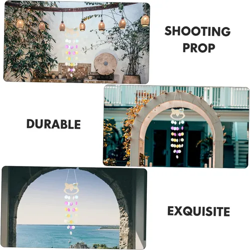 Vista 5 de Outdoor indoor bell Wind Chime,Shell Wind Chimes Pendant Hand Decor Outdoor Hanging Decor Adornos para Spiral Capiz Wind Chime Crystal Windchime