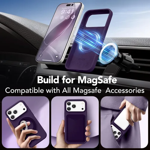 Vista 1393 de GONEZ Funda magnética para iPhone 14, compatible con Magsafe, con protector de pantalla + protector de cámara, forro de microfibra antiarañazos