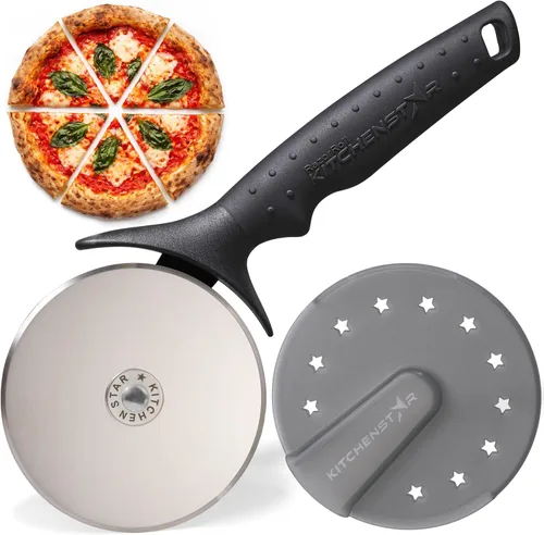 Vista 12 de KitchenStar Cortador de pizza de 16 pulgadas con hoja balancín - Cuchillo de acero inoxidable afilado, cubierta protectora, apto para lavavajillas