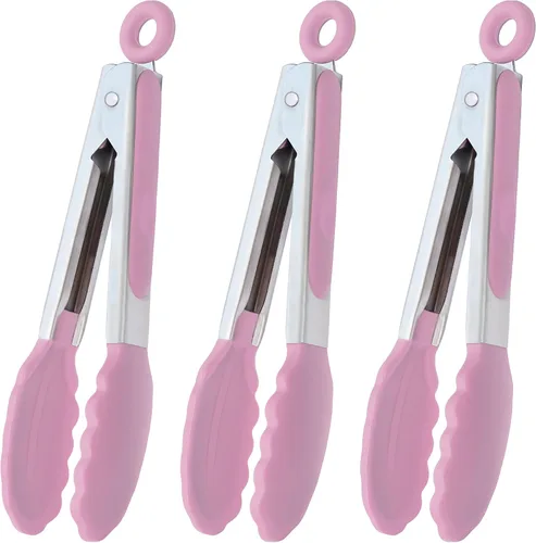 Vista 11 de HINMAY Mini pinzas con puntas de silicona pinzas de cocina de 7 pulgadas, juego de 3 (negro)