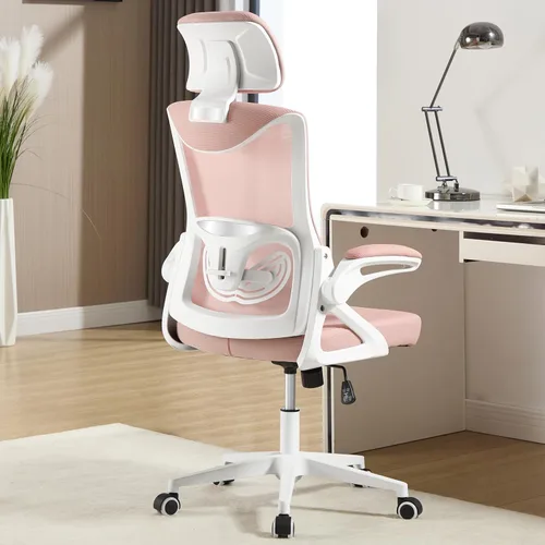 Vista 10 de Fizzin Silla de Oficina Ergonómica, Silla de Escritorio Ergonómica con Reposacabezas Silla de Computadora de Malla con Respaldo Alto Soporte Lumbar