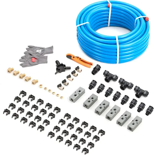 Vista 15 de Kit de Accesorios para Compresor de Aire 1/2" x 100 pies Sistema de Tuberías de Aire Comprimido de Aluminio HDPE Manguera Negra de Compresor de Aire