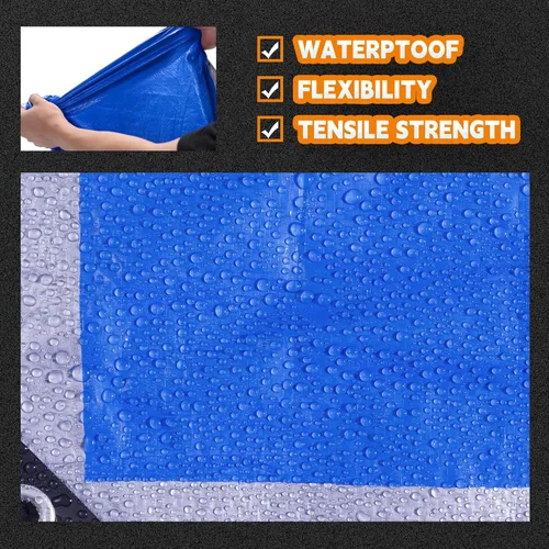 Vista 4 de RAINDEWAY Tarps 7x7 pies (paquete de 2) - 5.5 mil, cubierta de lona de polietileno impermeable multiusos con ojales de metal y bordes reforzados