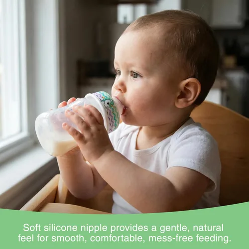 Vista 3 de Refresh-a-Baby - Adaptador de pezón reutilizable para biberón, convierte instantáneamente cualquier biberón en un sorbo con pezones de silicona Azul