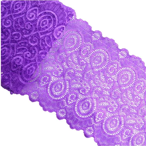 Vista 11 de Cinta elástica de encaje de 5 yardas de ancho y 7 pulgadas de ancho para ropa, manualidades, decoración de ramo de boda, diademas, ligas, decoración