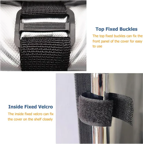 Vista 8 de Cubierta de Estante de Almacenamiento, Para Exteriores Extra Resistente 600D 30''An x 14''Pr x 62''Al, Cubiertas de Estante Impermeables y a Prueba