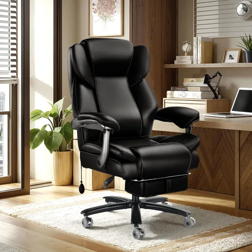 Vista 2 de Silla de oficina grande y alta de 600 libras para personas pesadas, silla de escritorio de oficina ejecutiva resistente y cómoda con soporte lumbar