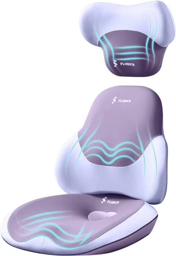 Vista 12 de FLORICH Cojín de asiento y almohada de apoyo lumbar para silla de oficina, almohada para reposacabezas de cuello de automóvil, 100% espuma