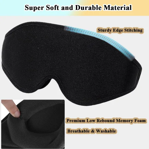 Vista 7 de Máscara de ojos negra para extensiones de pestañas, protector de pestañas para hombres y mujeres, bloqueo de luz 3D, cubiertas de ojos contorneadas